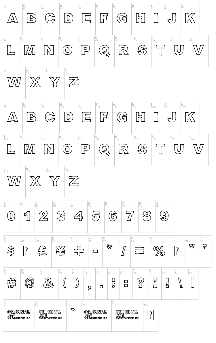 Original 301 font map